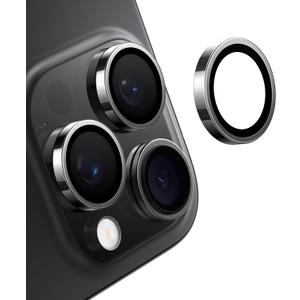 TORRAS iPhone 15 Pro Max/15 Pro Camera Lens Protector, Black Titanium