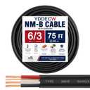 6/3 NM-B Wire with Ground - 75FT 6 Gauge Non-Metallic Sheathed Cable Pure Copper 6 AWG 3 Conductor Residential Indoor Wire for Outlets, Switches and Other Loads etc.
