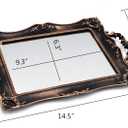 Tstarer Antique Decorative Gold Framed Square Mirror Tray, Jewelry & Cosmetics Organizer for Dresser, Square - 9.5" W x 14.5" L (Bronze)