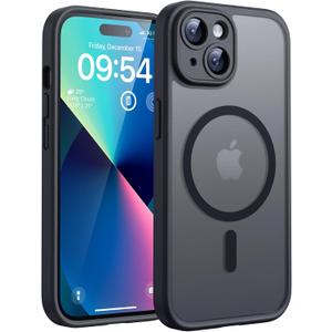 TOCOL for iPhone 13 Case, Full Camera Protection, Compatible with Magsafe, Drop Protection, Translucent Magnetic Matte Phone Case for iPhone 13 6.1 inch (Black)