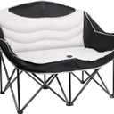 Double Camping Chair 2 Person Oversized Heavy Duty Padded Outdoor Folding Loveseat with Dual Cup Holders for Lawn Beach, Large