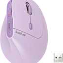 SABLUTE MAM3 Ergonomic Mouse, Rechargeable Wireless Vertical Mouse with 4 Adjustable DPI for Small/Medium Hands, Dual-Device Connectivity for Computer/Laptop,Bluetooth Mouse for Window,Mac OS,Purple