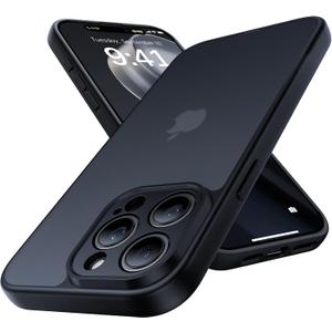 Shockproof for iPhone 15 Pro Max Case, [Camera Protection] [Military-Grade Drop Protection] Protective Anti-Yellow Slim Translucent Skin-Friendly for iPhone 15 Pro Max Phone Case, Black