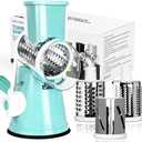 X Home Rotary Cheese Grater for Kitchen, Shredder with 3 Interchangeable Blades, Rotary Grater with Handle and Strong Suction Base, for Vegetables, Fruit, Nuts, Easy to Use and Clean, Blue