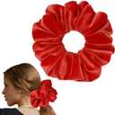 CEELGON Red Big Velvet Scrunchie 6.5 Inches Jumbo Scrunchies Hair Ties Oversized Ponytail Holder for Thick Curly Hair Extra Large Hair Accessories for Women (Red)