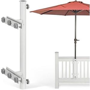 Walrkaur 304 Stainless Steel Patio Umbrella Holder, Heavy-Duty Umbrella Deck Mount, for Outdoor Umbrella Holder for Deck Railing,Grille Deck Umbrella Mount(Grille, White)