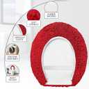 Luxury Soft Microfiber Toilet Lid Cover Machine Washable Solid Toilet Seat Cover 17.5" x 15" Adjustable Rubber Backing Fits Most 16-17.5" L x 14-16" W Round Oblong and Elongated Toilet Seat