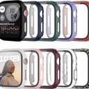 10 Pack Hard Case for Apple Watch Series 8 Series 7 41mm with Built-in Tempered Glass Screen Protector,JZK Thin HD Hard PC Bumper Full Coverage Bubble-Free Cover for iWatch 8/7 41mm Accessories (Black/Clear/Pink/Blue/Green/White/Purple/Red/Leopard/Wine)