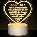 Kosiz John 3:16 Easter Christian Decor Gift Engraved Sayings Acrylic Night LED Light with Base Inspirational Desk Decor Gift for Dad Mom Church Baptism Jesus Church Favors