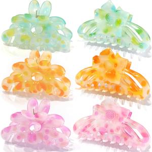 Cician Hair Claw Clips for Women Girls,6PCS Beach Hair Accessories,Cute Claw Clips for Thick Thin Hair Stuff,Big Womens Hair Clips for Hair Claws,Summer Essentials Hair Clups (vibrant)