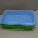 Sensory Bin Sand Tray with Lid for Toddlers 2 Pcs 15in Portable Sandbox Toy Large Plastic Tray for Kids 3 4 5 6 Fill with Sand, Water, Beads, and More (Green+Blue)
