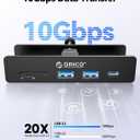 ORICO USB Hub 3.2, Clamp USB-Hub with Extra Power Supply Port, 10Gbps Aluminum 5-Port USB Extender with 2 USB-A 3.2 Ports, USB-C 3.2, SD/TF Card Reader 3.0, USB-3.2 Splitter for Monitor, Desk