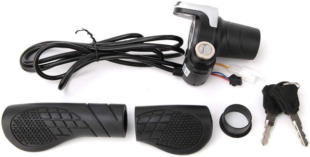 1 Pair Throttle Grip, LCD Screen Electric Bike Twist Throttle Grips with Cable and Key Knock for Electric Bicycle