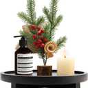 Black Decorative Wooden Tray for Kitchen Counter Bathroom Accessories Sink Vanity Trays Wood Riser Candle Pedestal Stand for Perfume Soap Trays Round Dining Coffee Table Small Rustic Home Decor Tray (10 inch)