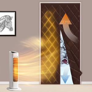 MAGZO Magnetic Thermal Insulated Door Curtain, 32" x 80", Upgraded Oxford Filled with Thicken Cotton, Weatherproof Insulation Cover Blanket for Winter/Front/Back Doors, Keep Cold Drafts Out, Brown
