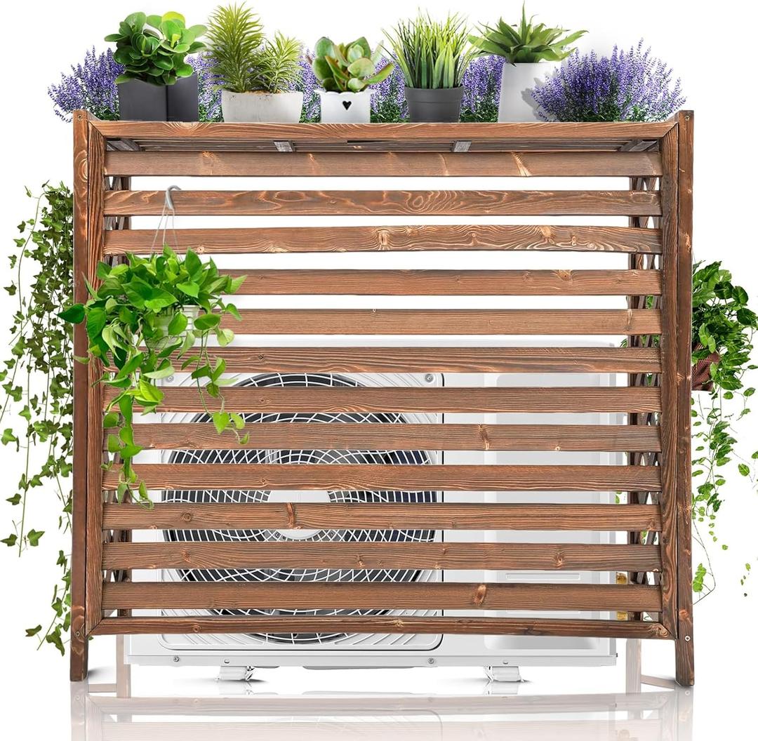 Air Conditione Cover Air Conditioner Fence Outdoor Wooden Air Conditioner Rack Air Conditioner Flower Rack Outdoor Privacy ScreensFor Garden/Terrace/Balcony, (X-Large)