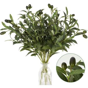 Waipfaru 5Pcs Olive Branches for Vases, Faux Olive Tree Branches with Lifelike Olives, Artificial Greenery Stems for Vases Centerpieces Floral Arrangements Decor, 18 Inch