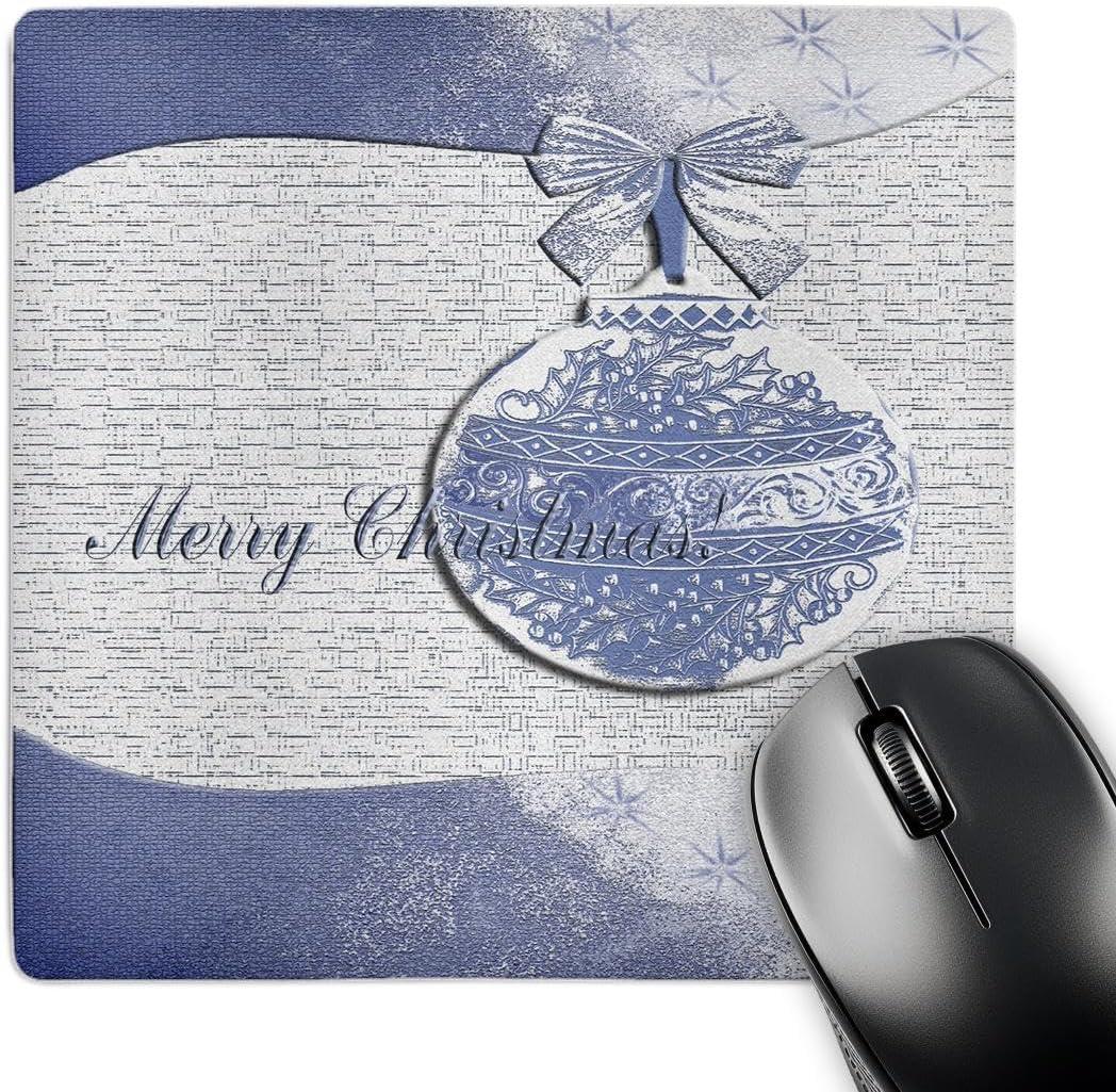 3dRose LLC 8 x 8 x 0.25 Inches Mouse Pad, Blue Holly Leaf Design Merry Christmas (mp_34349_1)