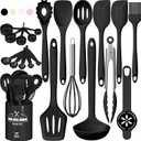 Silicone Kitchen Utensils Set, Umite Chef 22Pcs Cooking Utensils Spatula Set, Heat Resistant Non-Stick Silicone, Dishwasher Safe Cooking Gadgets Tools Set(Black)