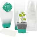 30 Packs Clear Nursery Pots with Plant Labels 3 Inch Plastic Plant Pot with Humidity Domes Silicone Base and Drainage Holes Reusable Seedling Pots