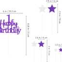 3 x Glittery 1st Happy Birthday Cake Topper with Star,Personalised 1 Birthday Cake Toppers Party Decorations Party Supplies for Baby Boys Girls Purple Silver