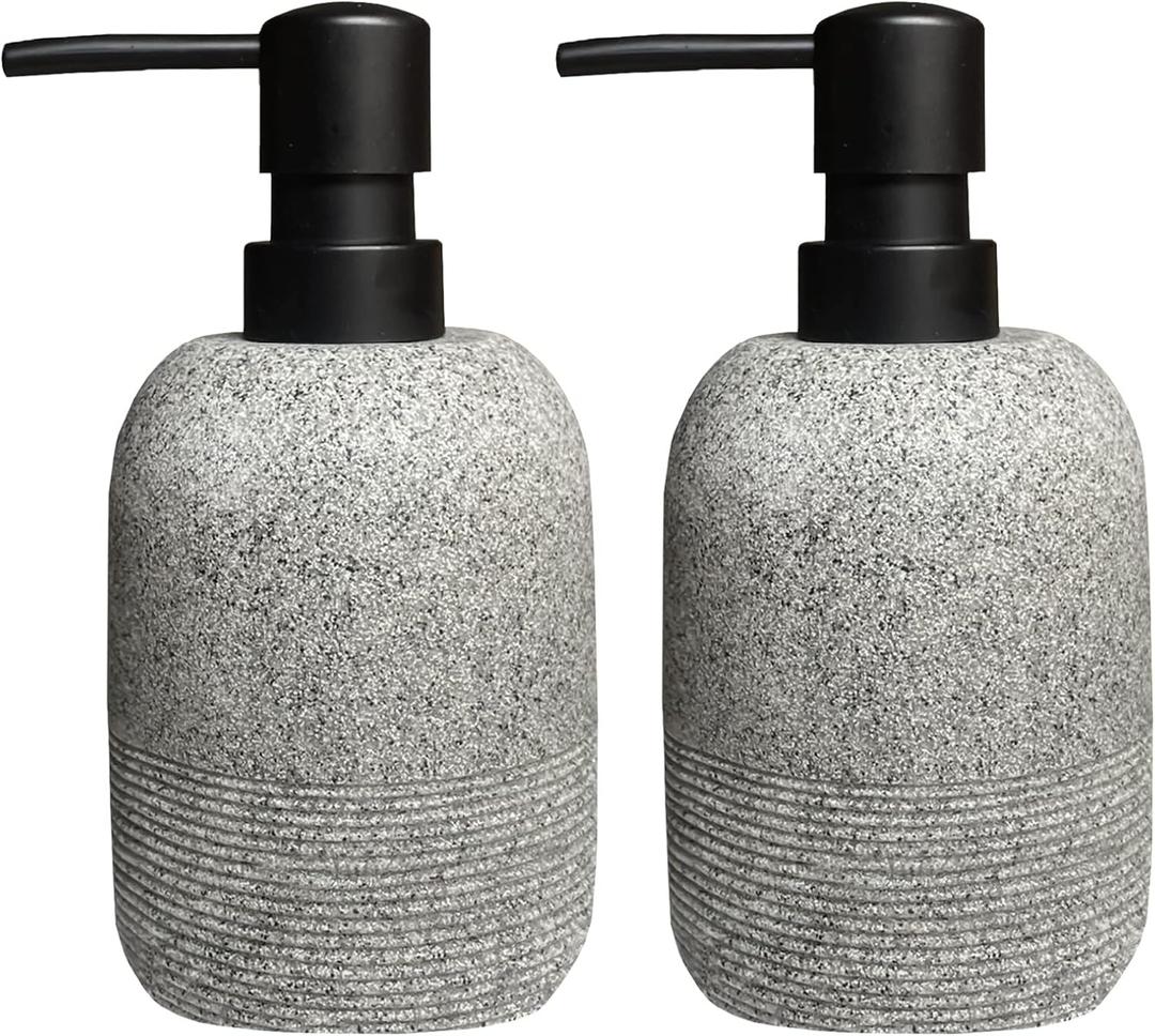 GalDal 2pcs/Set Grey Soap Lotion Dispenser with A Spare Pump,Liquid Hand Soap Dispenser Sets for Bathroom Countertop, Soap Dispenser for Kitchen.