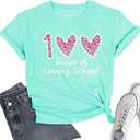BQG 100 Days of Loving School Shirt Teacher Life Shirt, L, 100days Cyan