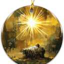 2 x Nativity Christmas Ornament 2025  Baby Jesus in Manger Under Bright Star  Religious Christian Christmas Decoration  Faith-Based Ornament for Families, Church Gifts, Catholic & Christian Dcor