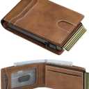 furid Card Wallet For Men Slim: Smart Wallet - Rfid Minimalist Front Pocket with ID Window Pop Up Wallet Gift For Male (minimalist wallet, Brown Leather)