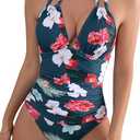 B2PRITY Women One Piece Swimsuits Halter Neck Bathing Suit Tummy Control Swimwear Cutout Backless Swimming Suit M