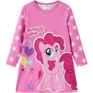 My Little Pony Girls A Line Long Sleeve Skirt Dress Unicorn Graphic Cute Fall Winter Outfit for Baby Toddler Kids 2-6 Years (Pink Pie-pink)