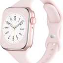 Sport Slim Silicone Bands Compatible for Apple Watch Band 38mm 42mm 40mm 44mm 41mm 45mm 46mm 49mm, Thin Narrow Replacement Strap Wristband for iWatch Series 11/10/9/8/7/SE/6/5/4/3/2/1/Ultra Women Men (Sand Pink)