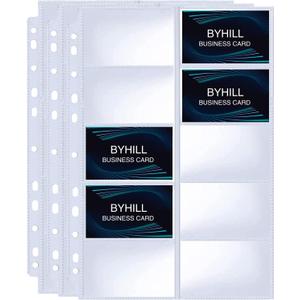 BYSTER 30 Pack 600 Pockets Business Card Sleeves Binder Sheets, Ultra-Clear Business Card Pages for 2/3/4 Ring Binder, Double Sided 10 Pocket Credit Card Pages
