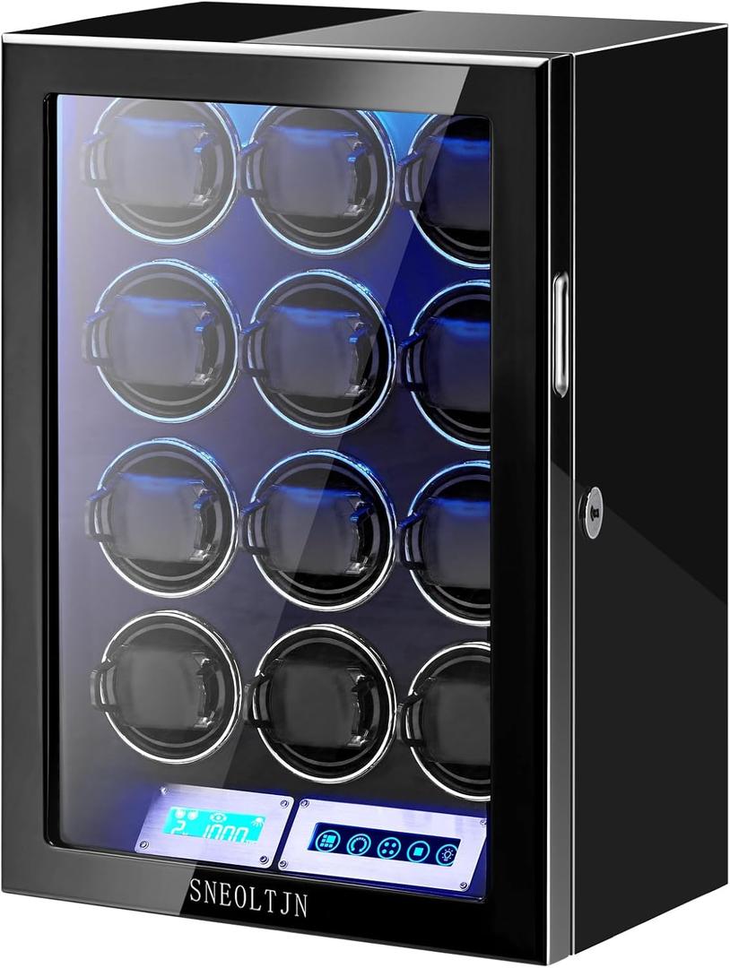 Watch Winder for 6/9/12 Slots Automatic Watches,Ultra-Quiet Japanese Motors, Built-in LED Illumination and LCD Touchscreen Control