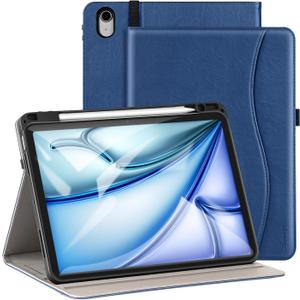 ZtotopCases for IPad Air (M3 2025 / M2 2024) 11 Inch, iPad Air 4th & 5th Generation (2020/2022) 10.9 Inch Case with Pencil Holder, Multi-Angle Viewing Leather Folio Cover with Pocket, Blue