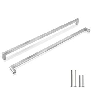 Redunest Cabinet Pulls Brushed Nickel Cabinet Handles Square Drawer Pulls, 2 Pack 18 Inch Stainless Steel Kitchen Door Cupboard Cabinet Handles, Cabinet Hardware Drawer Handles, 458mm Hole Centers