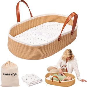 Moses Basket for Babies with Muslin Blanket | Changing Basket for Baby Dresser | Portable Basket for Your Babys Needs | Baby Changing Basket with Pad | Woven Basket for Travel & Nursery