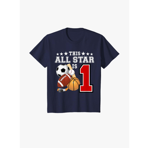 Sports Star Kid Birthday Party Gifts 2 Year Old Sports Star Birthday Party All Sport 1st Gift T-Shirt, Size 2T