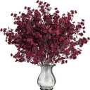 Sggvecsy 15 Pcs Baby's Breath Artificial Flowers Gypsophila Bouquets Bulk Real Touch Fake Silk Flowers for Home DIY Floral Arrangement Table Centerpiece Fall Thanksgiving Autumn Decoration (Burgundy)