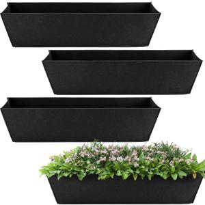 Adnee 4 Pcs 30 Inch Fabric Plant Window Box Liners-Rectangular Non-Woven Planter Basket Liner-Black Felt Flower Hanging Basket for Outdoor Garden Wall Hanging Planter Flower Vegetables