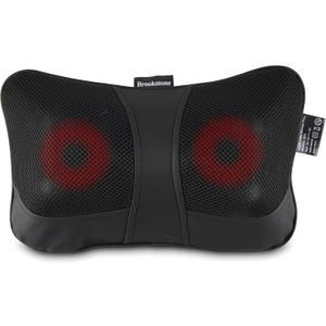 Brookstone Shiatsu Neck and Lumbar Massager, Deep Kneading Massage Pillow with Heat - Neck, Shoulder, Leg, Lumbar Portable Massager, Electric Massage Pillow for Home Office Car