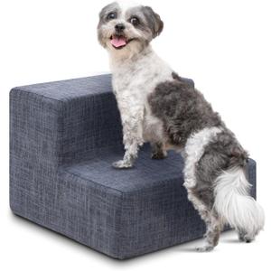 Best Pet Supplies Dog Stairs & Steps - Foam Steps for Small Dogs & Cats, Non-Slip Indoor Balanced Pet Step Support, Dog Ramp, No Assembly, Dark Gray Linen, 2-Step (12-inch Height)