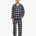 LAPASA Men's Pajama Set 100% Cotton Flannel Top Long Sleeve & Bottom Pants Plaid Sleepwear PJ Sleepwear Lounge Comfy M79/M95 L
