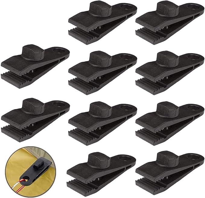 HengLiSam Tarp Clips, Heavy Duty Lock Grip, Clamps Withstand 60mph Strong Wind Fit for Awnings, Outdoor Camping, Caravan Canopies, Car Covers, Swimming Pool Covers (Pack of 6)