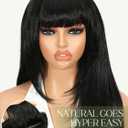 Quantum Love Long Black Hair Wig With Bangs Straight Layered Wigs For Black Women Synthetic Glueless Realistic Fiber Heat Resistant Natural Looking for Daily Party Cosplay
