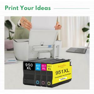 TOKYOINK 950xl and 951xl Ink Cartridges Combo Pack Replacement for HP 950 951 Ink Cartridges Combo Pack Works for HP 8600 Officejet Pro 8610 8620 8630 8100 8615 Black Cyan Magenta Yellow, 4 Pack