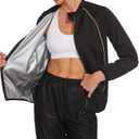 LAZAWG Women Sauna Suit Sweat Shirt Long Sleeve Sweat Jackets for Fitness Gym Running Exercise Slimming (Small, Black-5151)