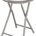 Lavish Home Portable Folding Stool with Backless Seat, White, 18 Inch