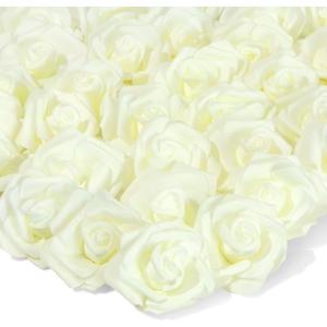 Juvale 100 Pack Ivory Artificial Flowers - 3 Inches, Fake Carnations for Wedding Decor, Bridal Shower & Valentine's Day Decorations, Arts and Crafts