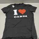 Red Heart I Love Cardi T-Shirt (Black, XS)